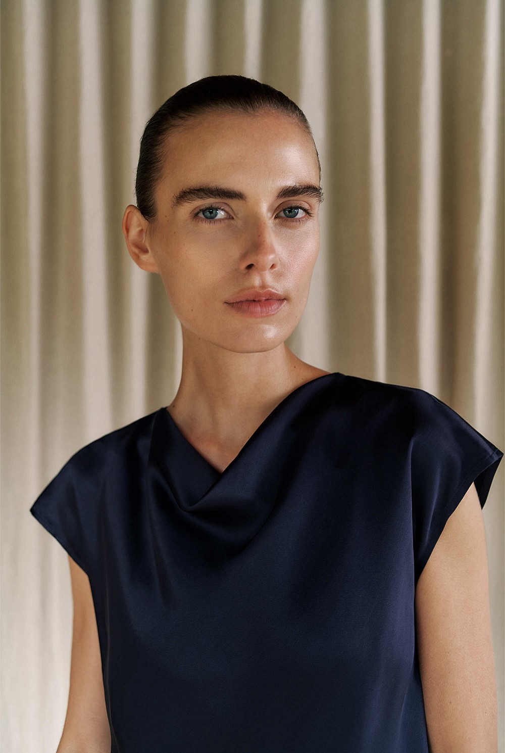 Satin Cowl Neck Blouse