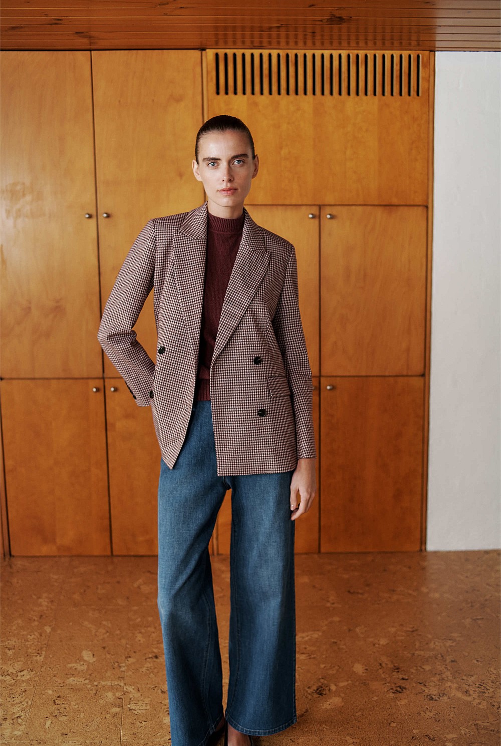 Puppytooth Ponte Double Breasted Blazer