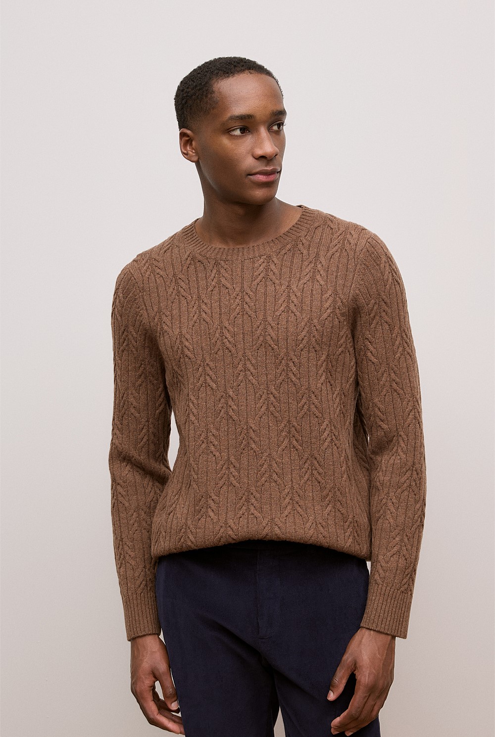Merino Cable Knit Crew
