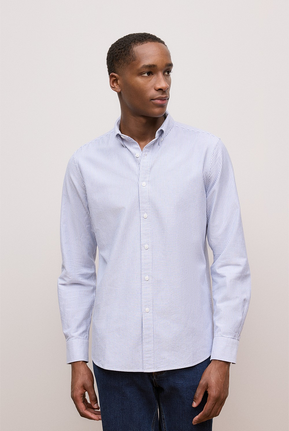 Regular Fit Yarn Dyed Stripe Oxford Shirt