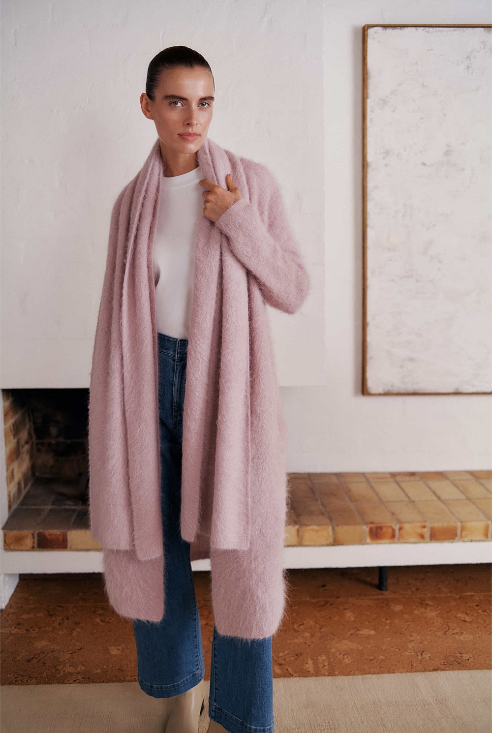 Brushed Alpaca Longline Cardigan