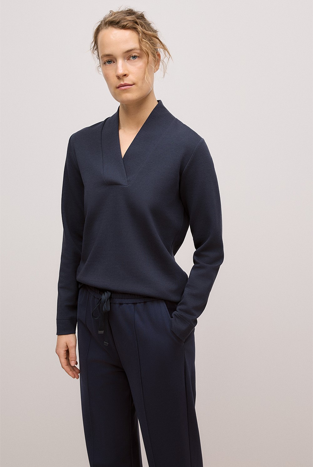 Jacquard Shawl Neck Sweat