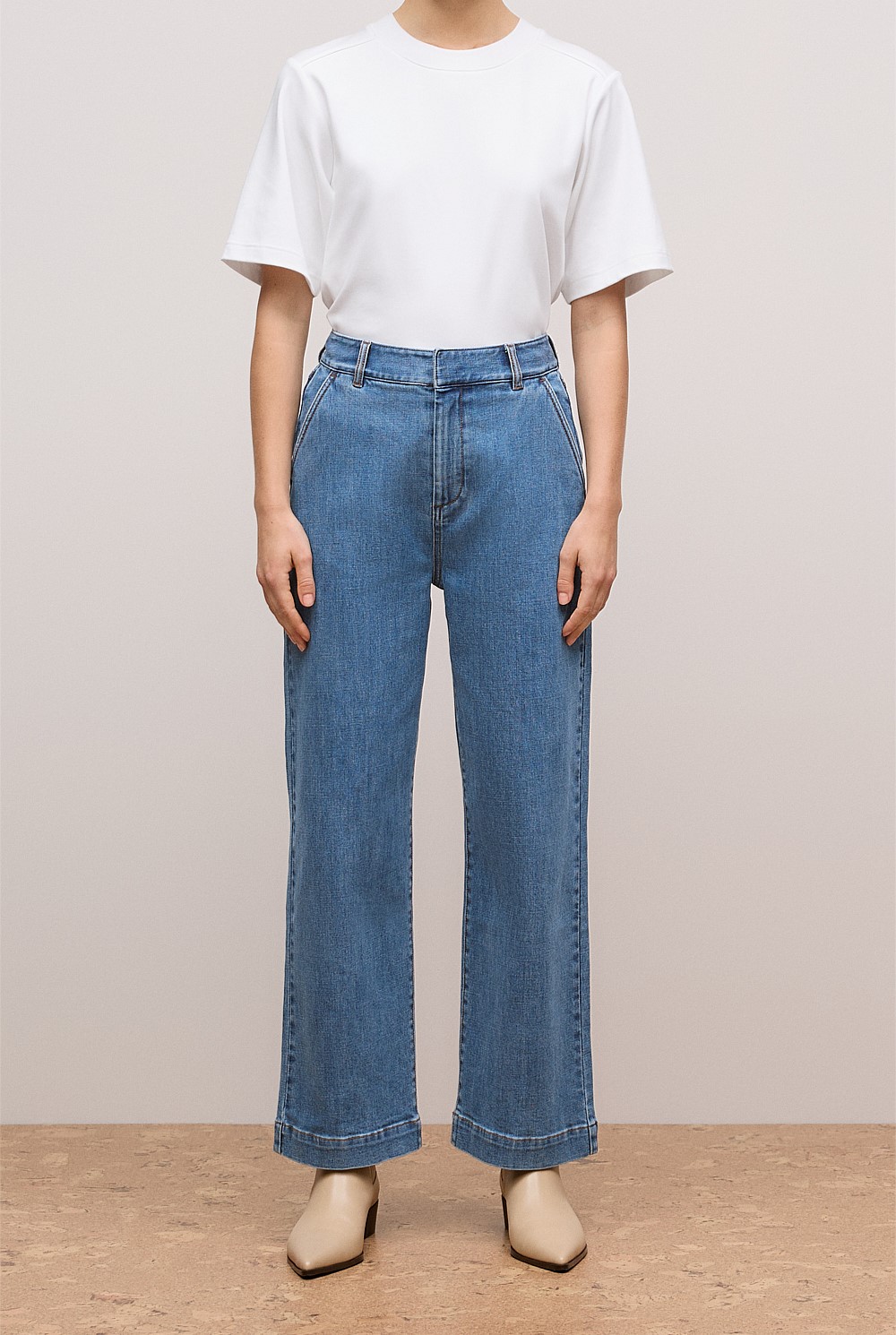 Australian Cotton Blend Denim Tailored Pant