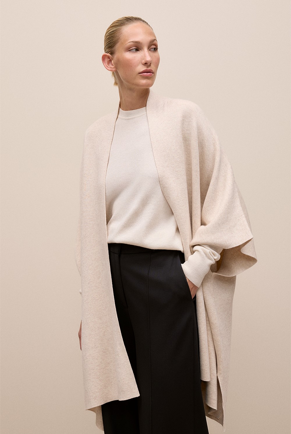Cotton Cashmere Blend Poncho