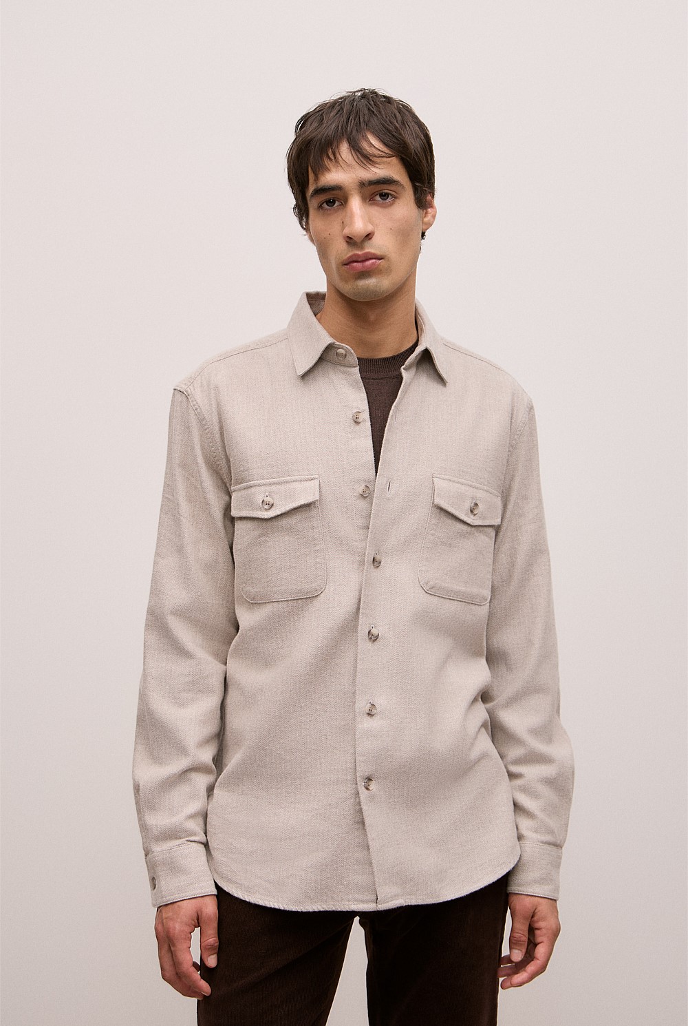 Brushed Herringbone Overshirt