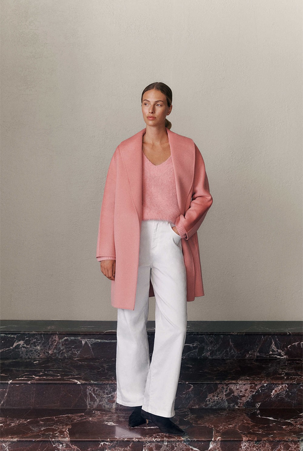 Brushed Wool Wrap Coat