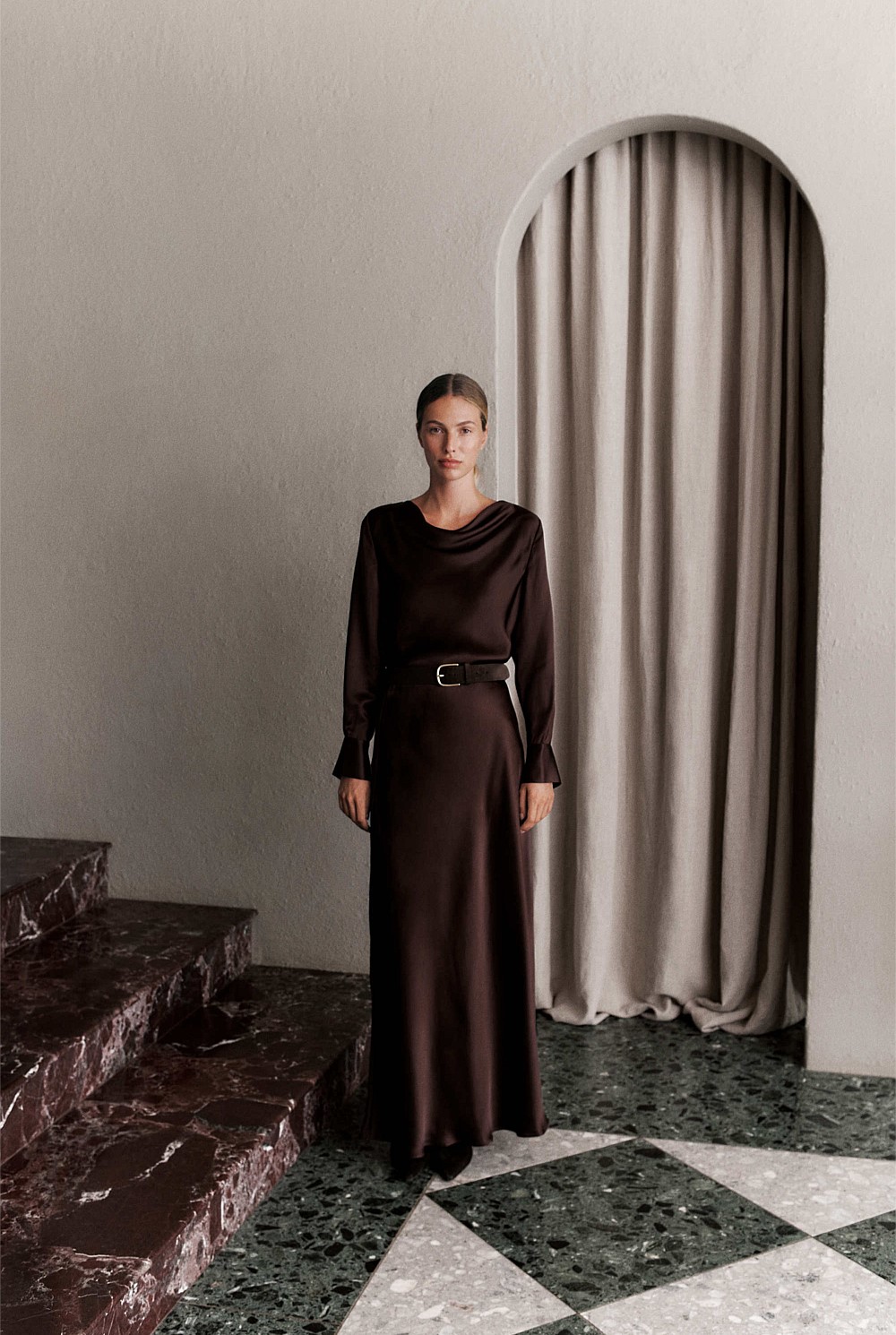 Satin Cowl Neck Top