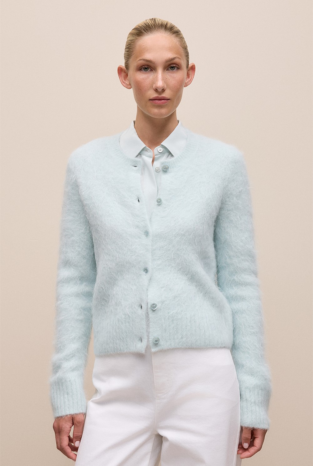 Brushed Alpaca Button Through Cardigan