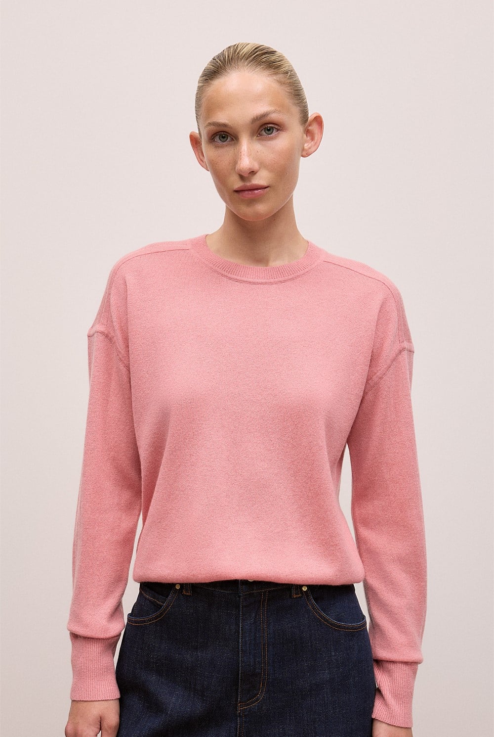 Merino Cashmere Forward Shoulder Seam Crew