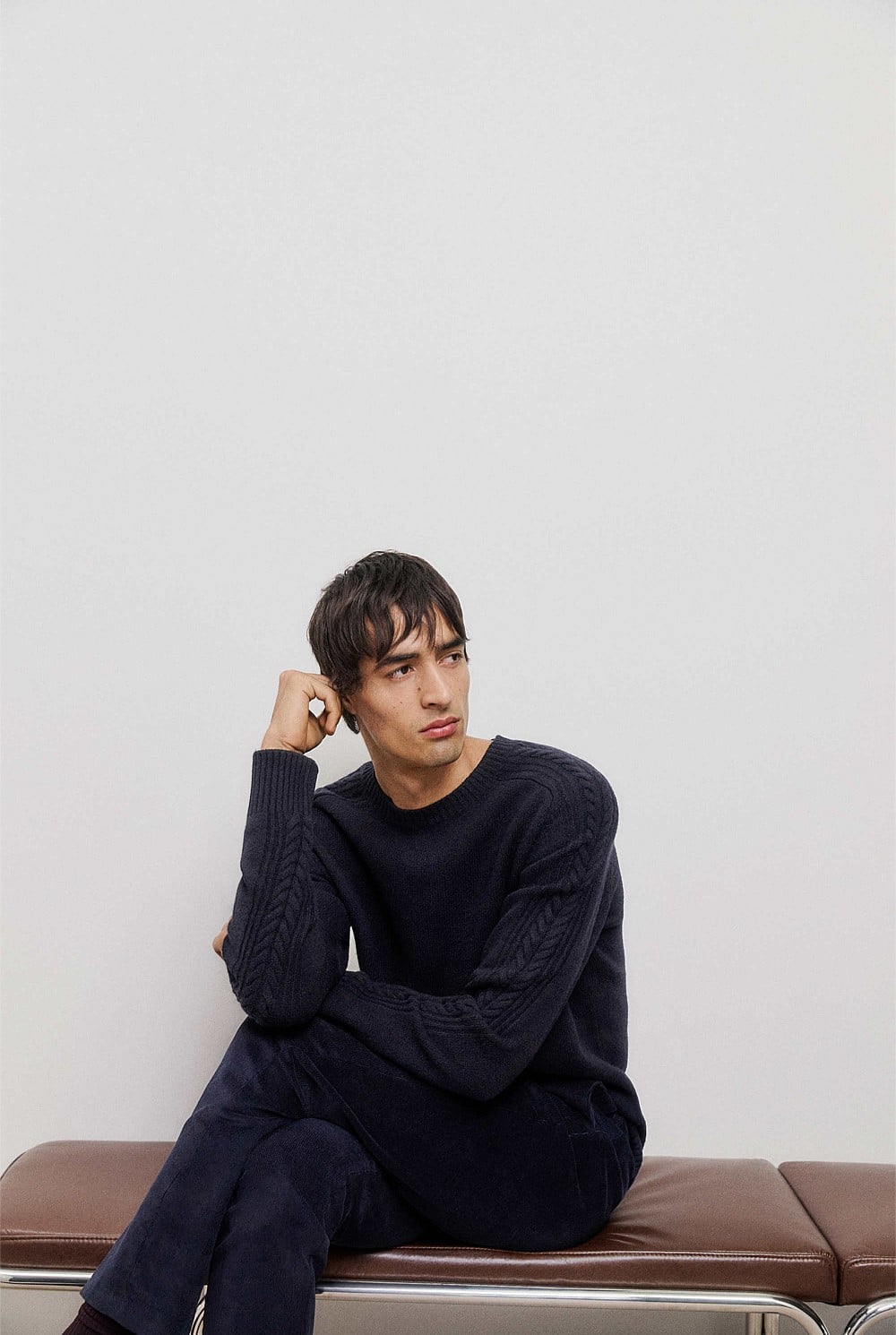 Merino Cable Detail Crew