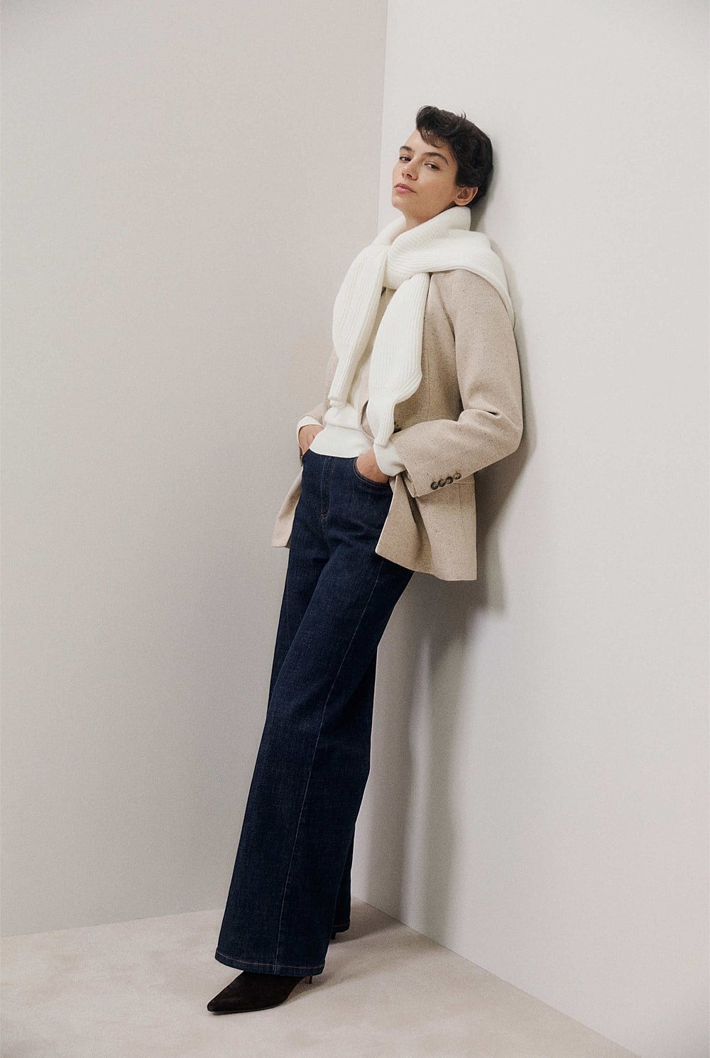 Italian Wool Blend Flecked Blazer