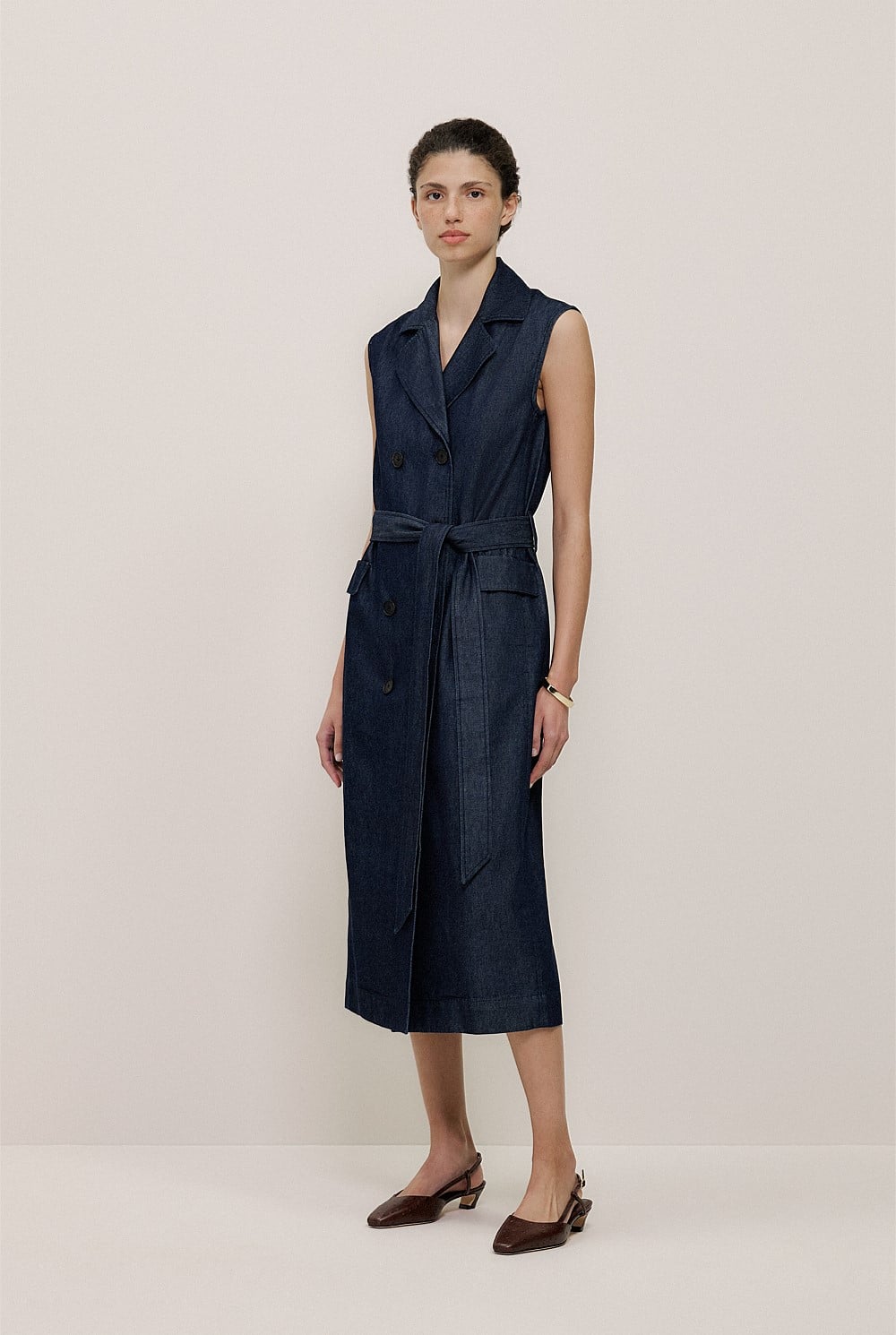 Denim Sleeveless Trench Dress