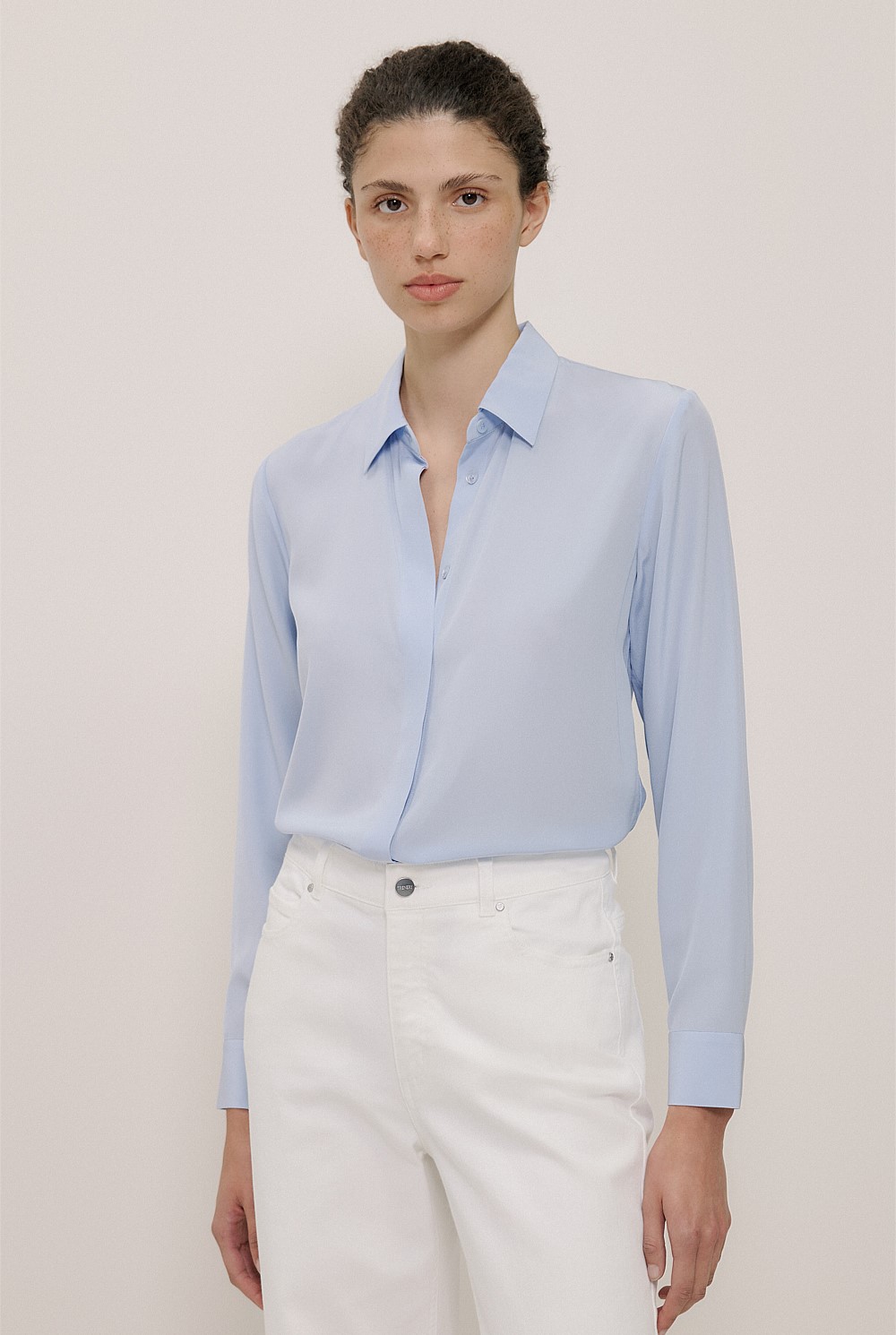 Silk Concealed Placket Shirt