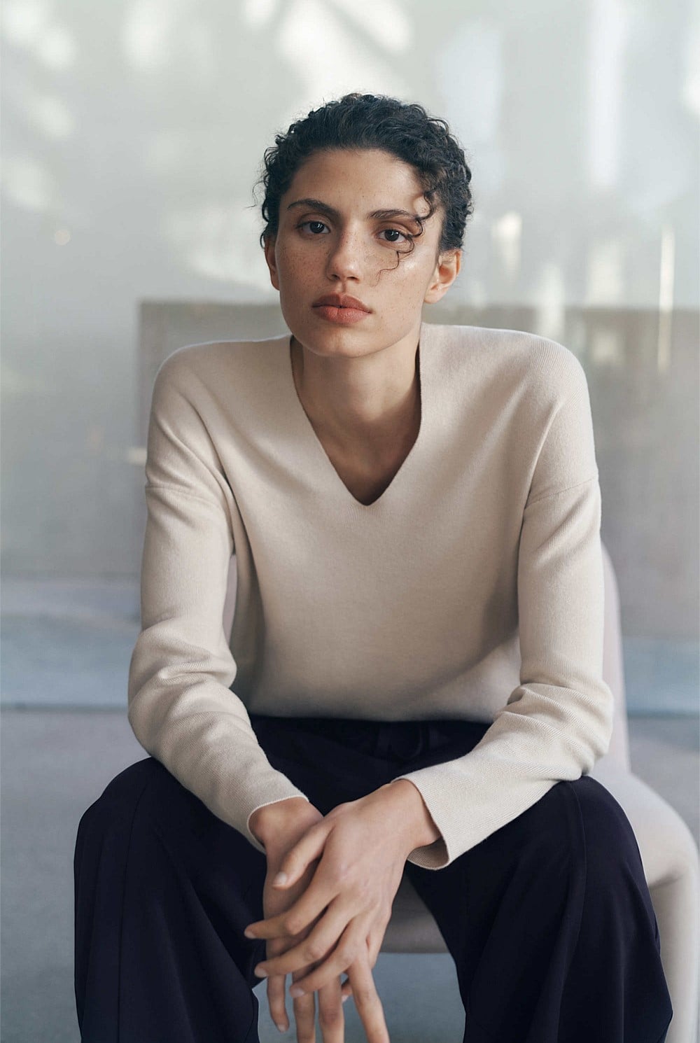 Sculpted V Neck Knit