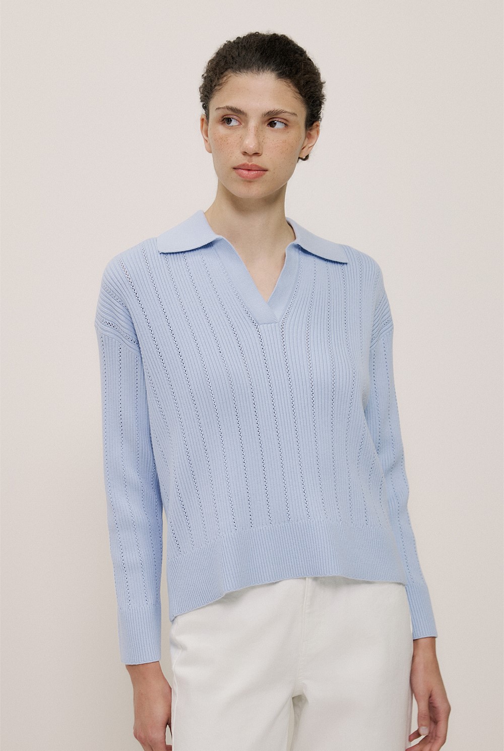 Cotton Cashmere Fine Cable Polo