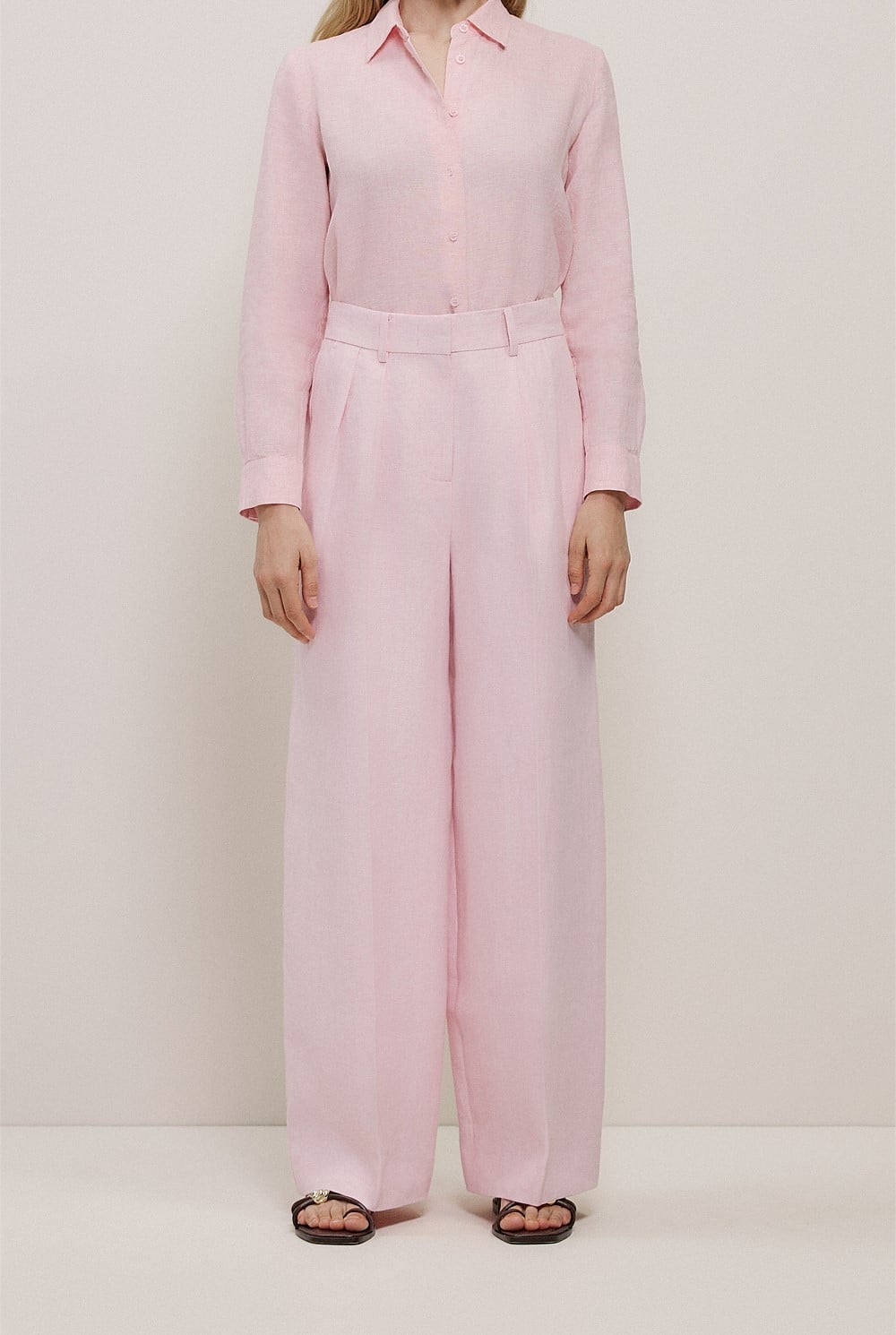 Linen Herringbone Pleat Front Pant