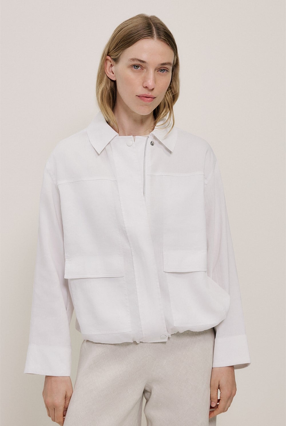 Linen Blend Panel Detail Jacket