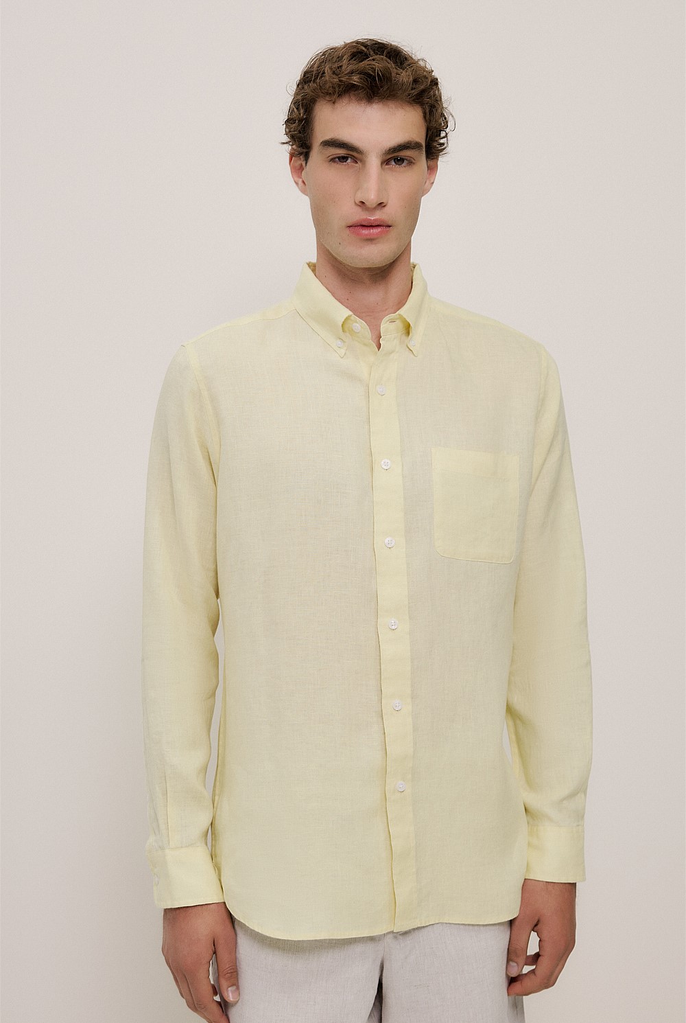 Regular Fit Linen Classic Long Sleeve Shirt