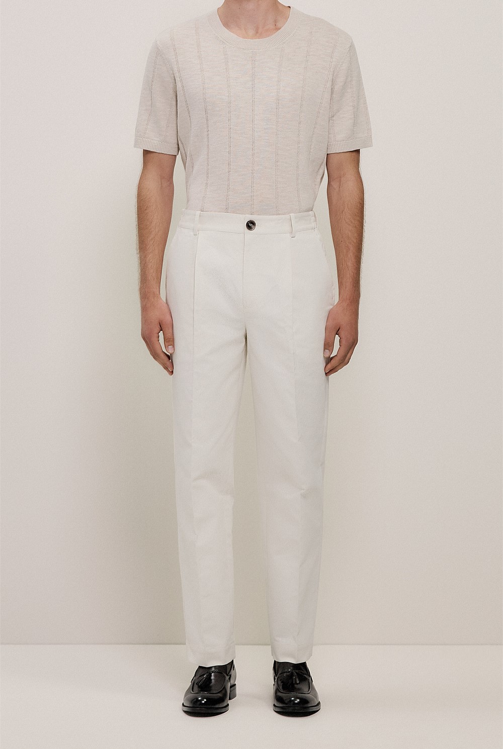 Cotton Blend Pleat Front Pant