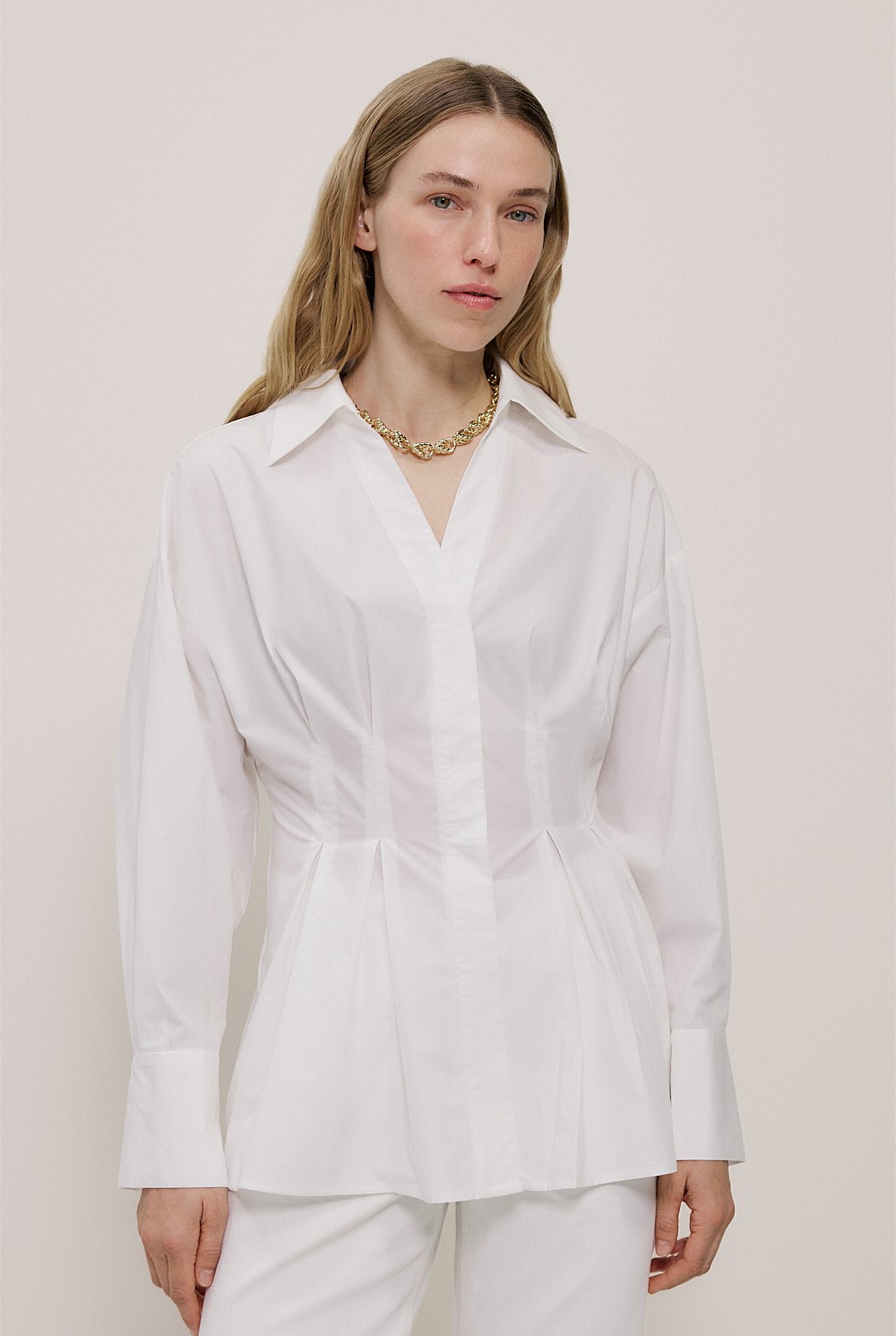 Poplin Cinched Waist Shirt