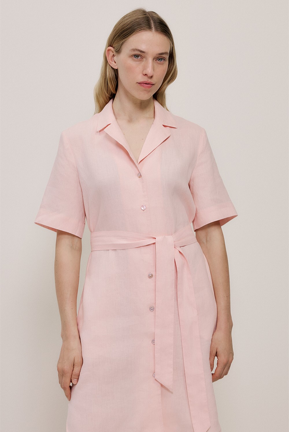 Linen Belted Shirt Dress