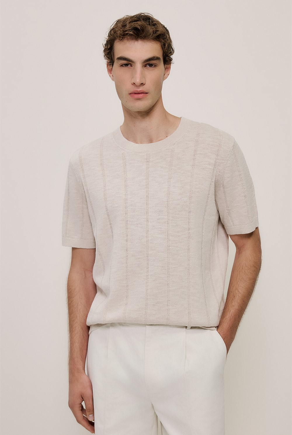Linen Cotton Slub Knit T-shirt