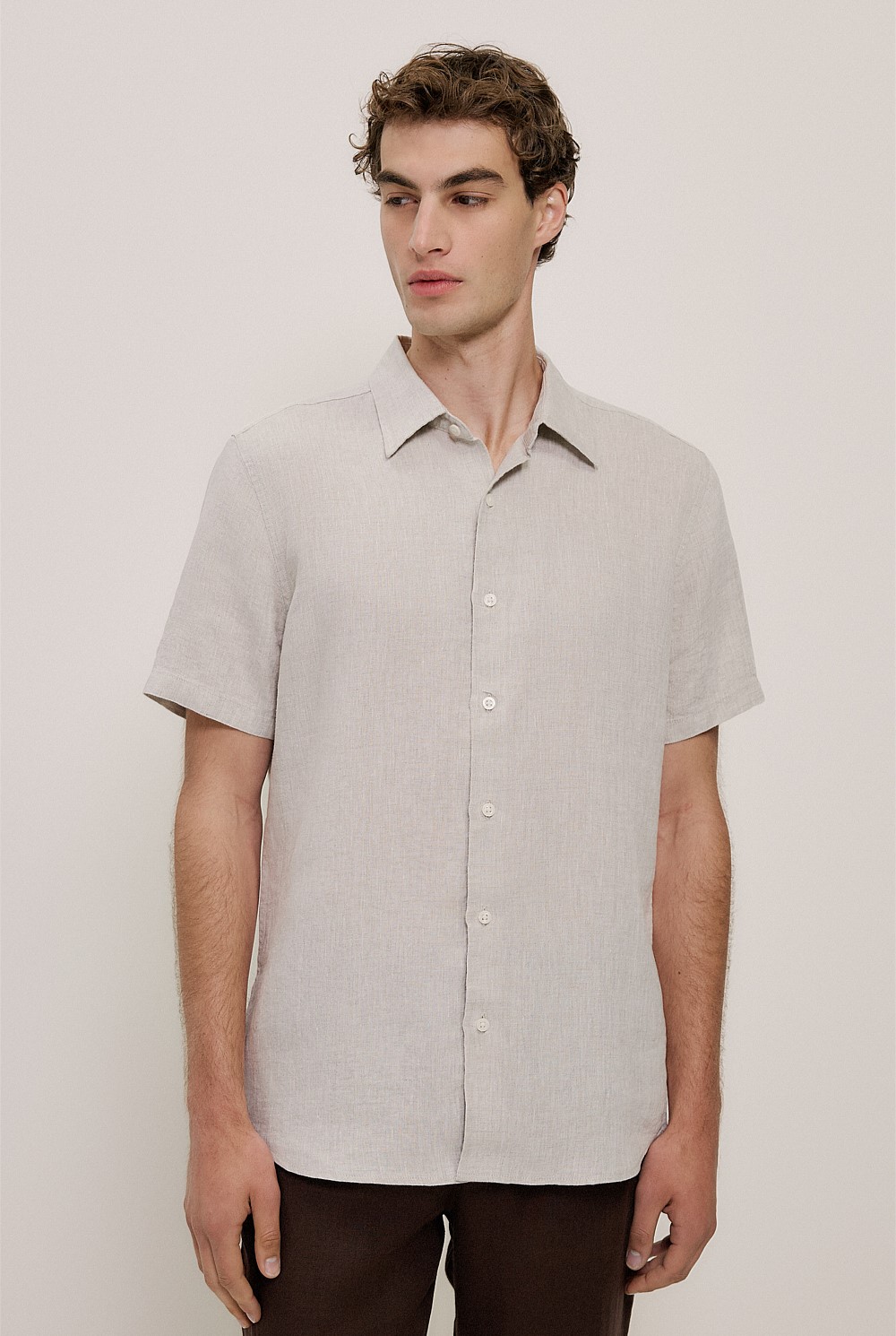 Yarn Dyed Linen Short Sleeve Shirt