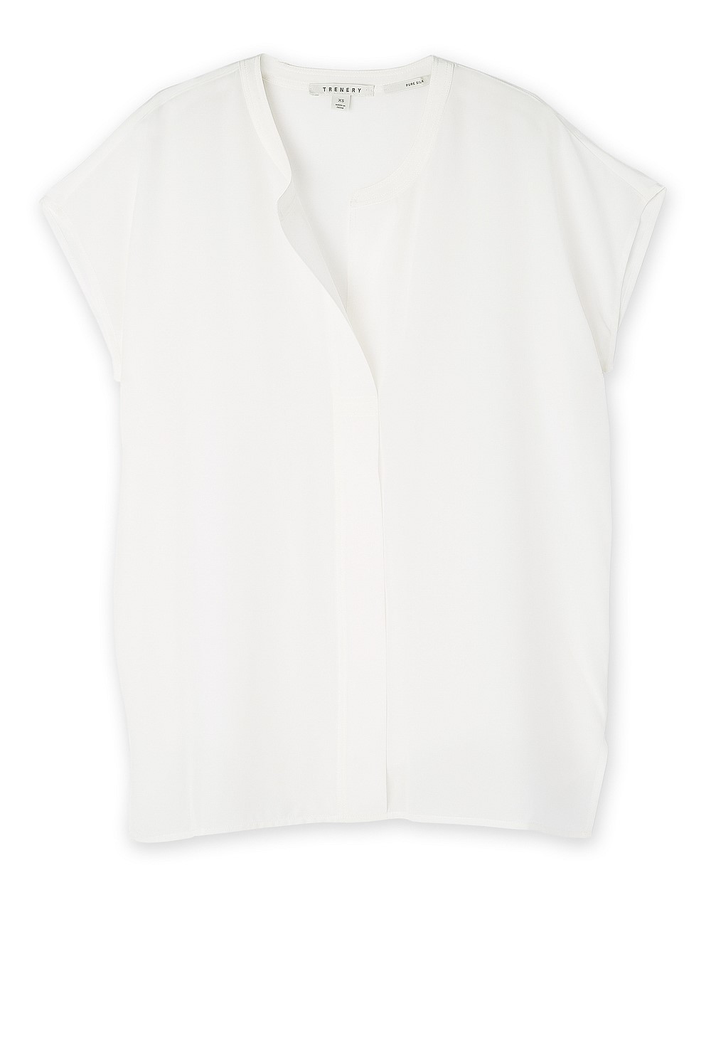 White Silk Short Sleeve Blouse