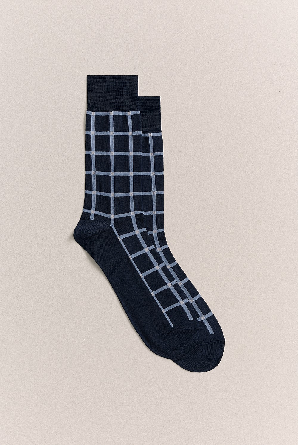 Windowpane Check Crew Sock
