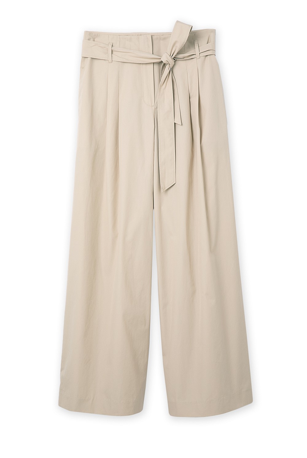 Tie Front Wide Leg Cotton Trouser