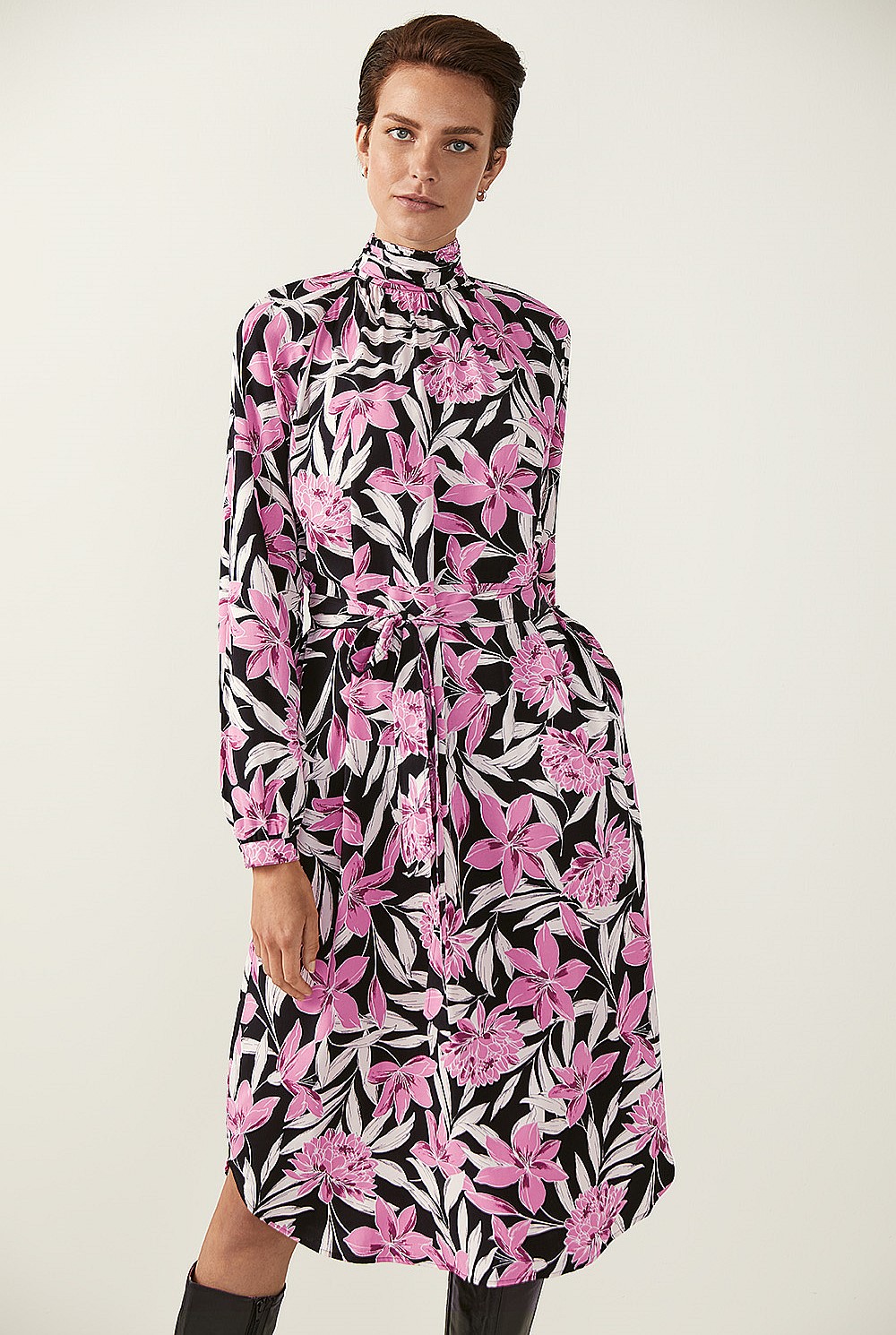 Floral Lotus Print Dress