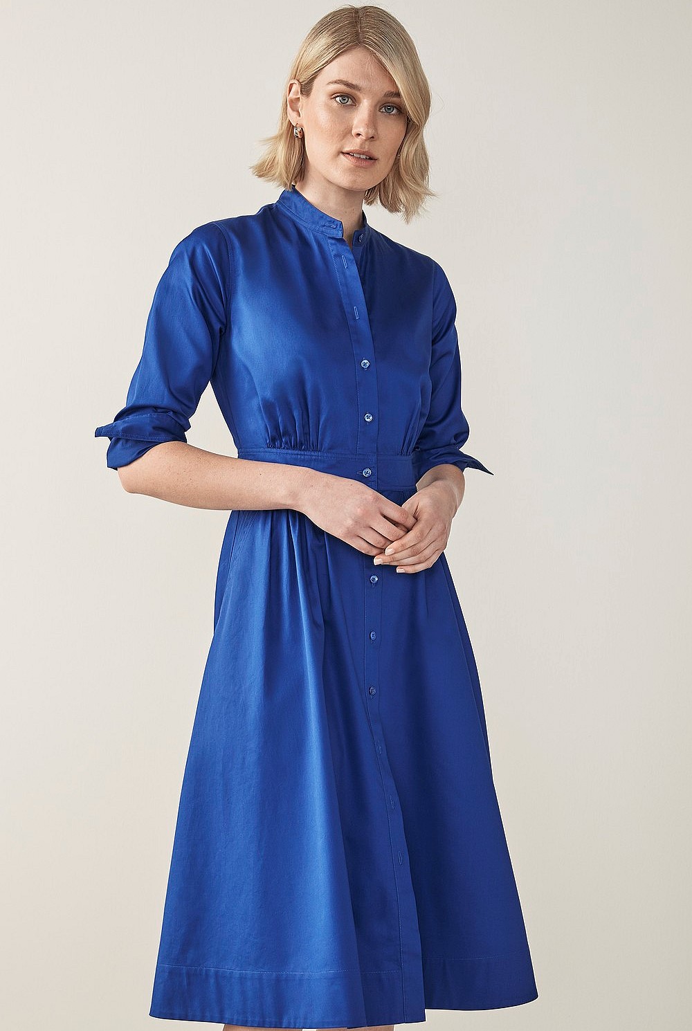 Cotton Sateen Shirt Dress