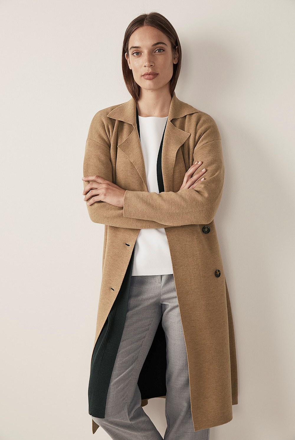 Merino Blend Knit Trench