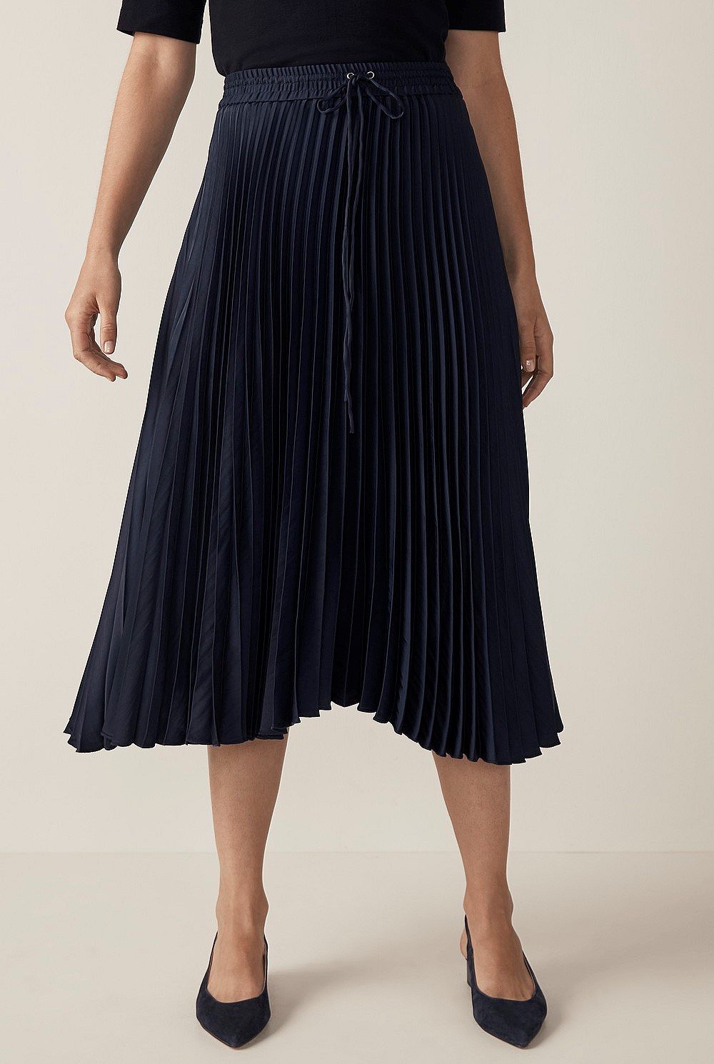 Pleat Midi Skirt