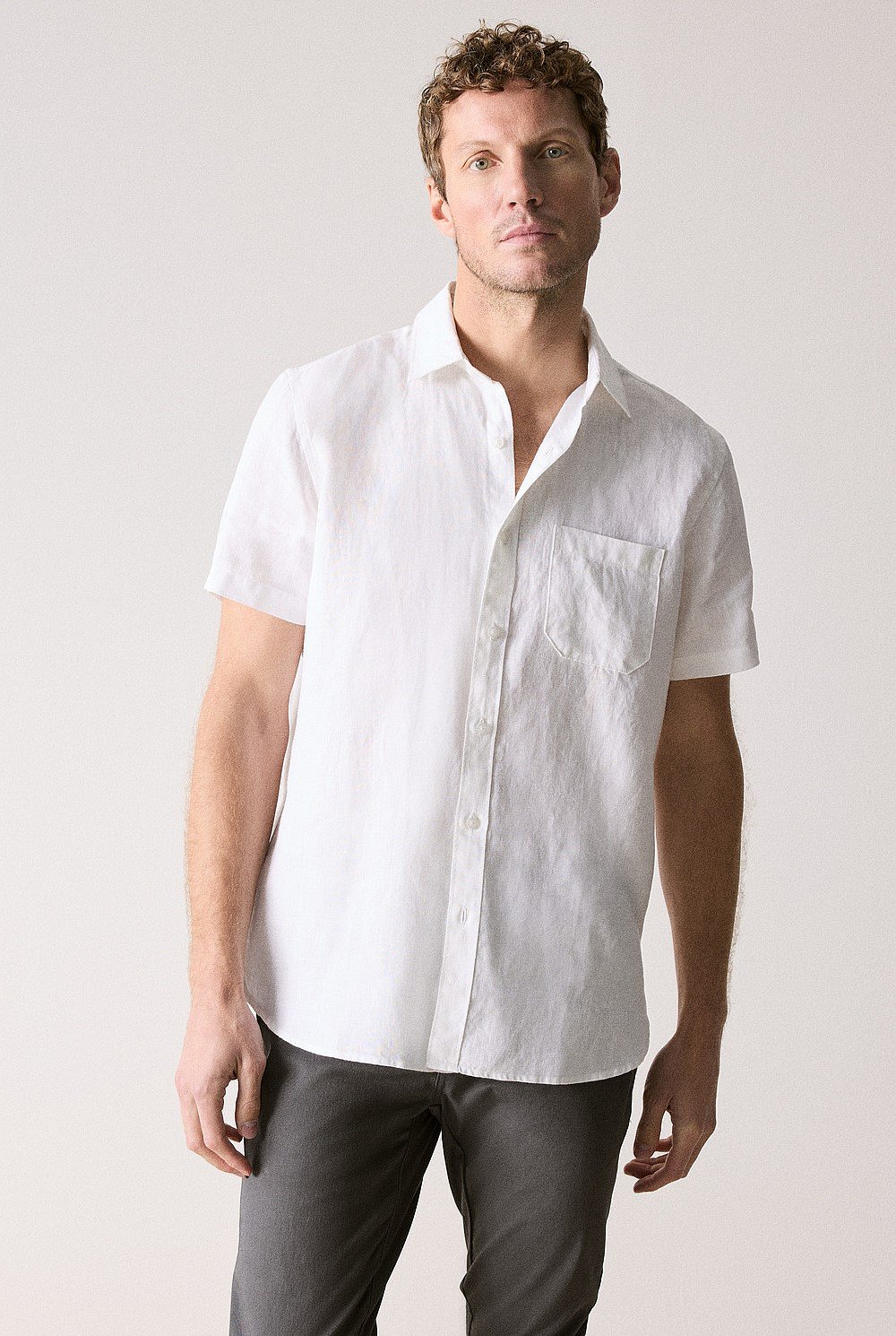 Regular Fit Linen Short Sleeve Shirt