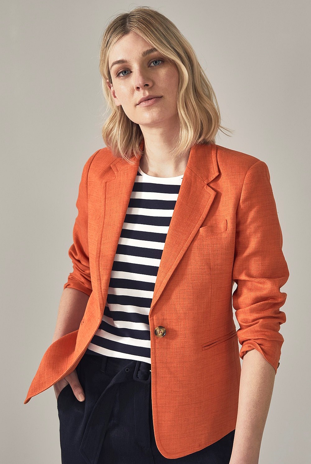 Cotton Linen Yarn Dyed Blazer