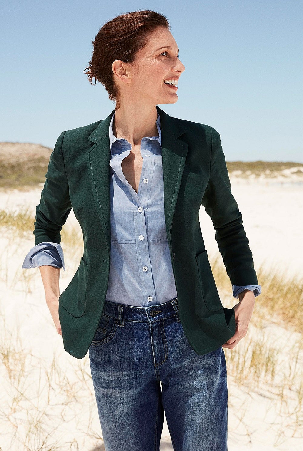Cotton Linen Pocket Blazer