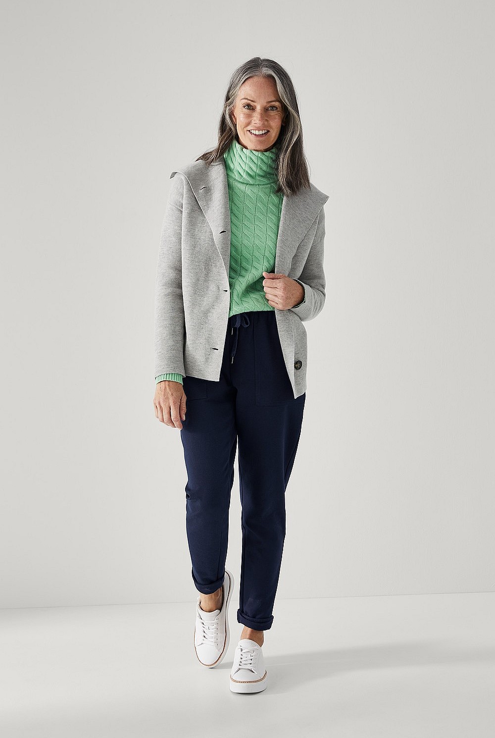Merino Cashmere Cable Front Rollneck