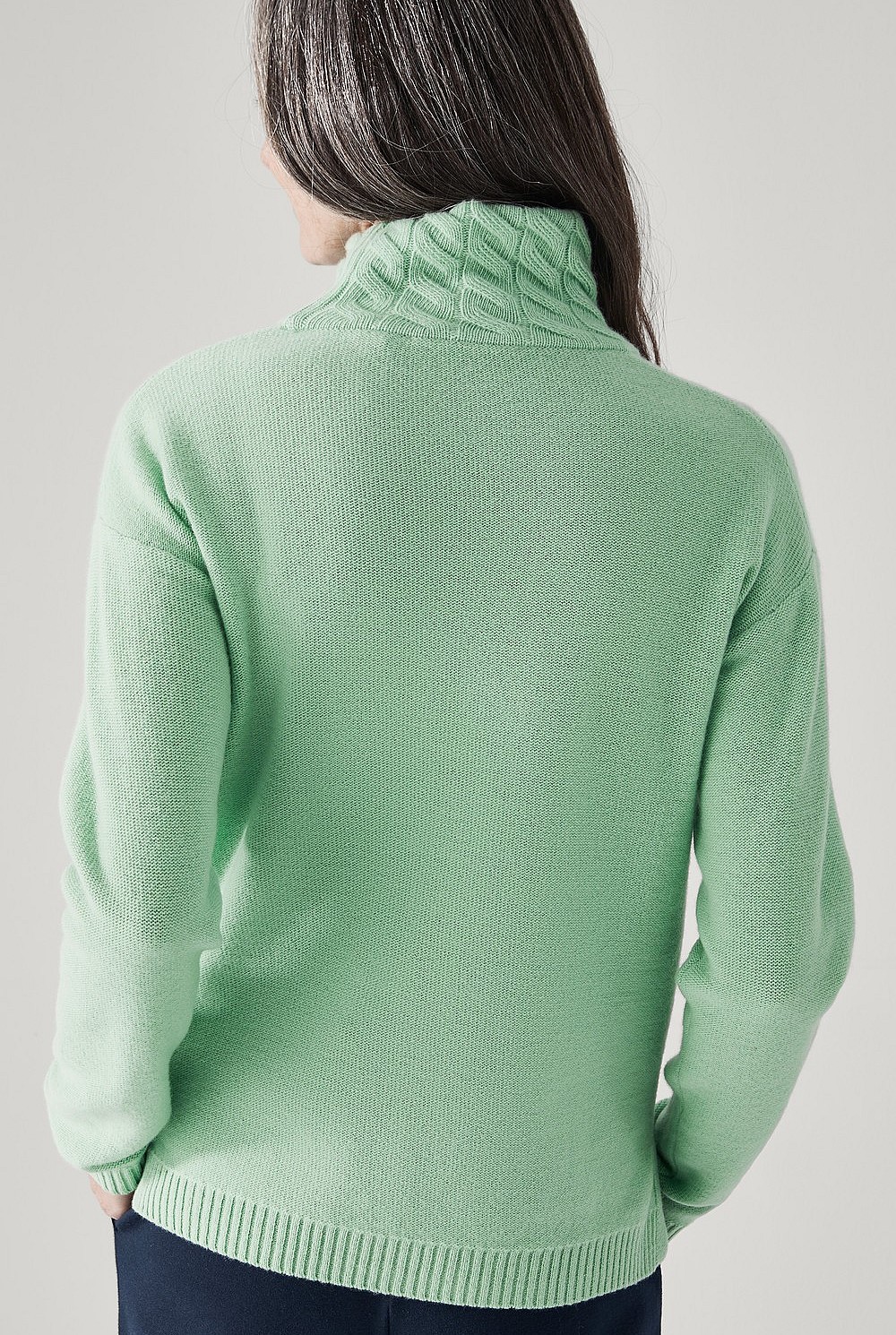 Merino Cashmere Cable Front Rollneck