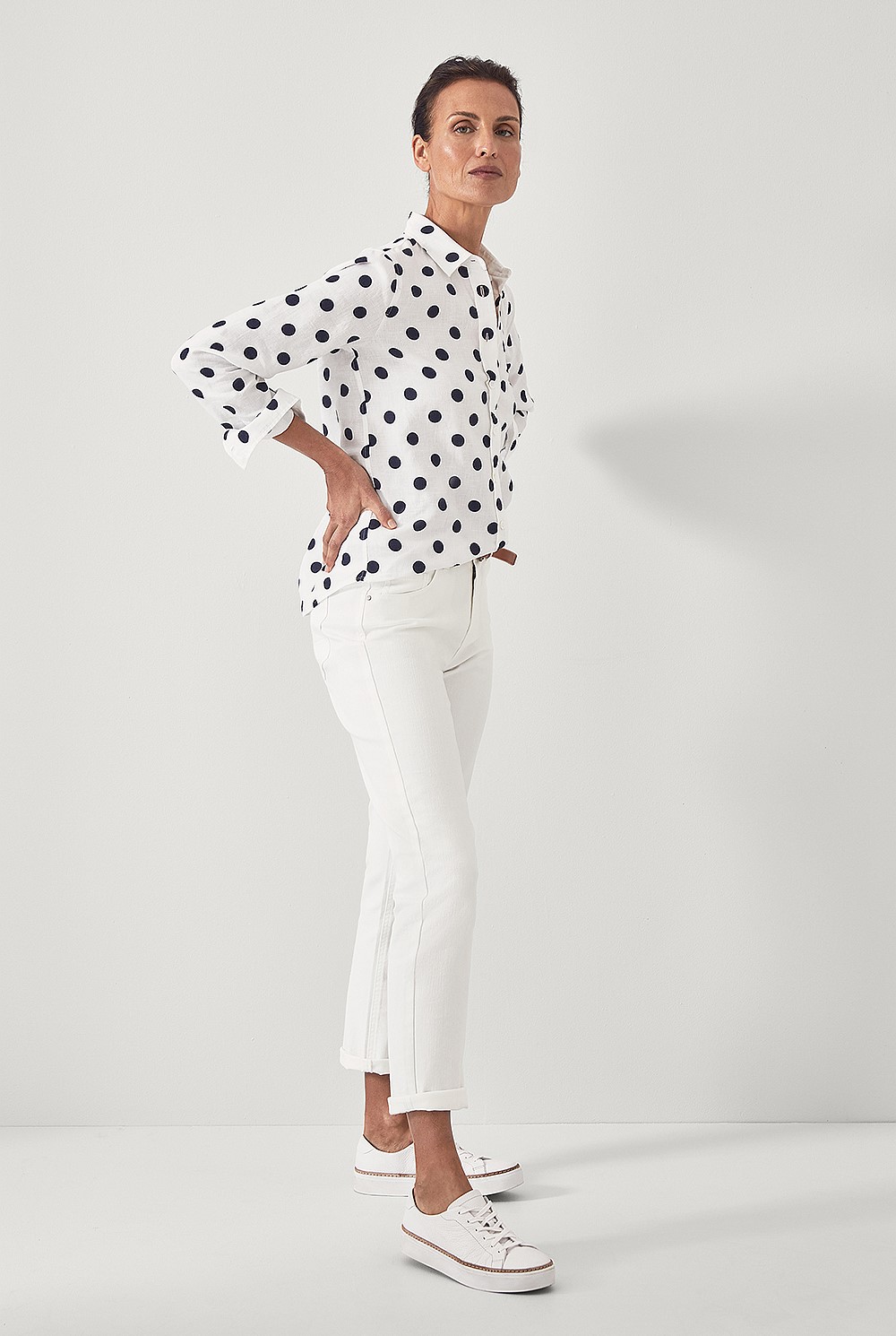 French Linen Spot Print Shirt