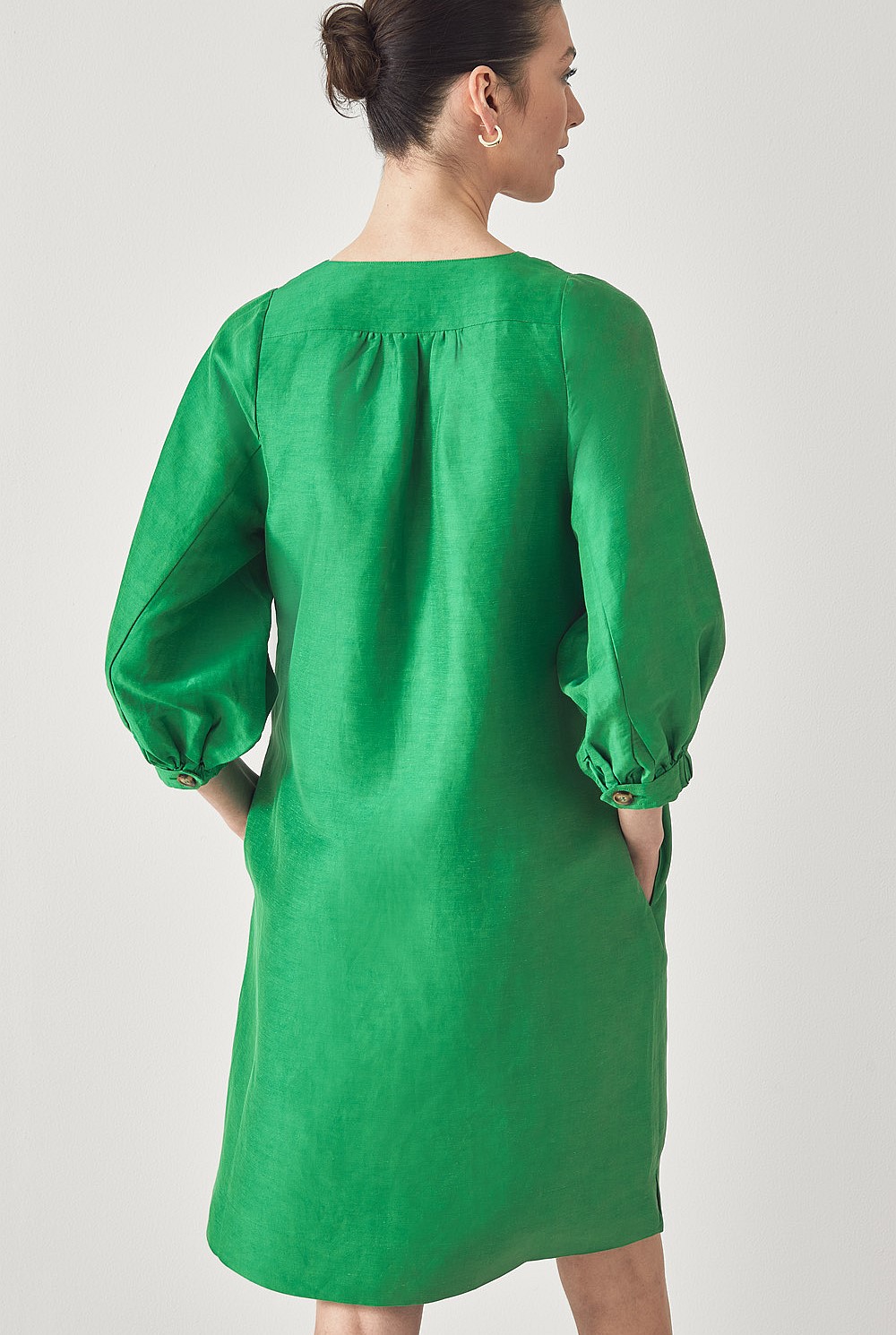 Gathered Sleeve Shift Dress