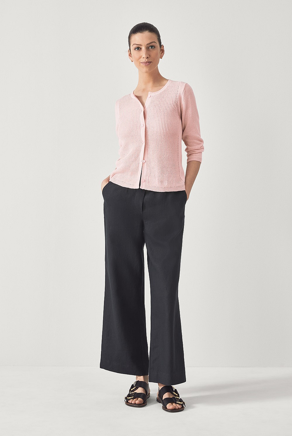 Linen Blend Textured Cardigan