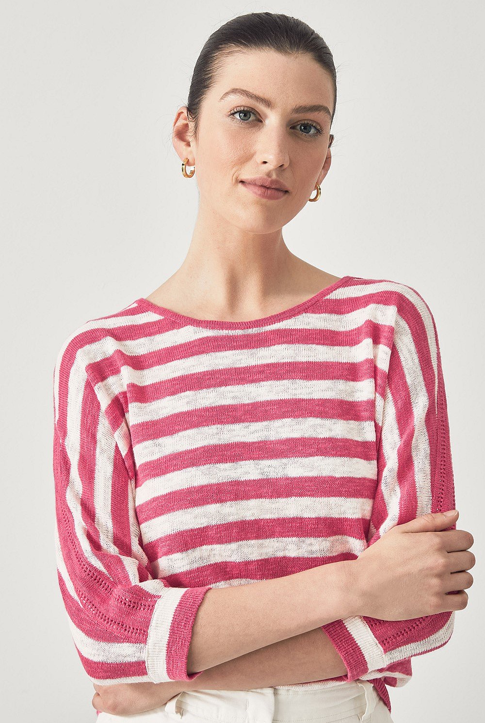 Linen Cotton Slub Stripe Knit