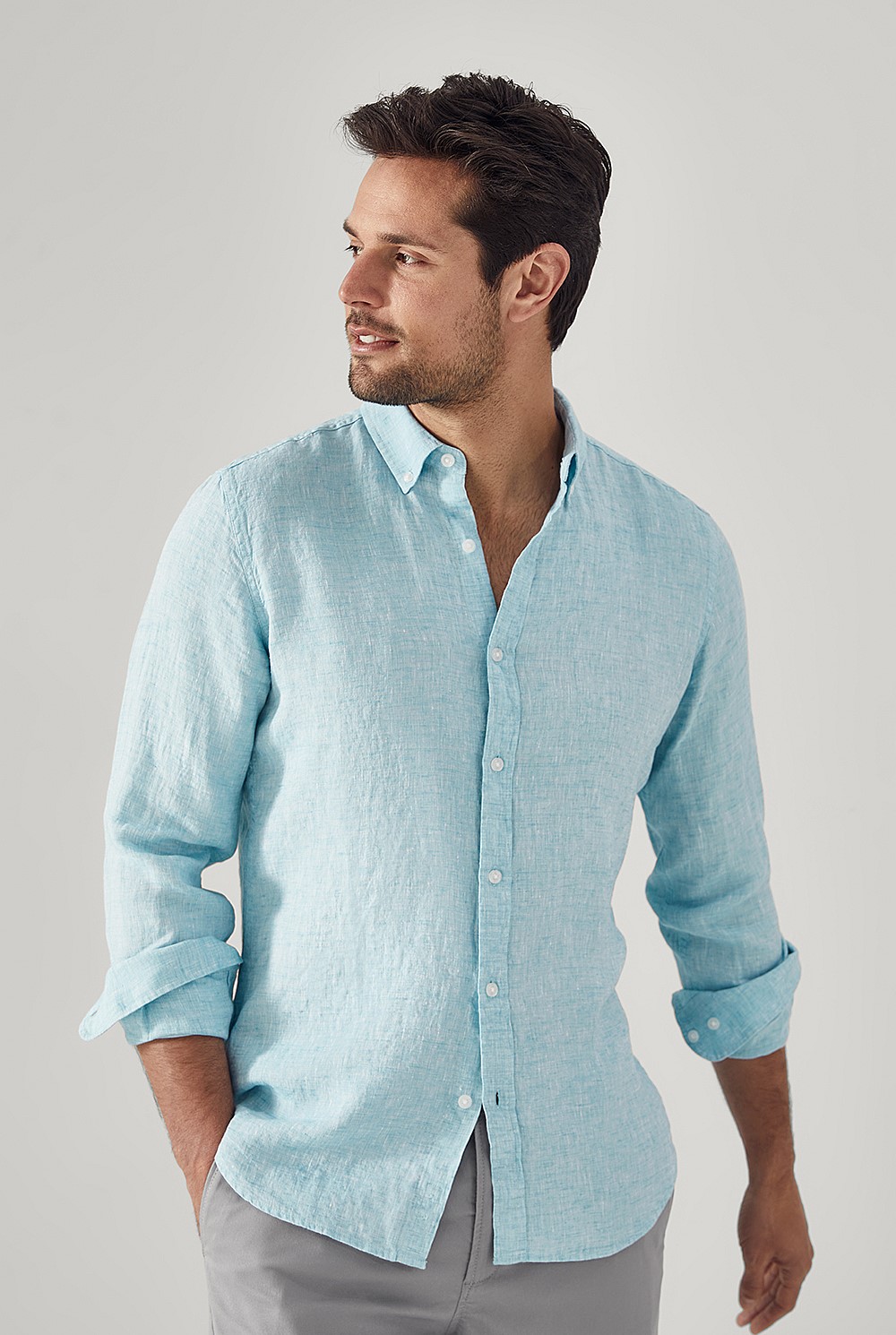 Tailored Fit Delave Linen Long Sleeve Shirt