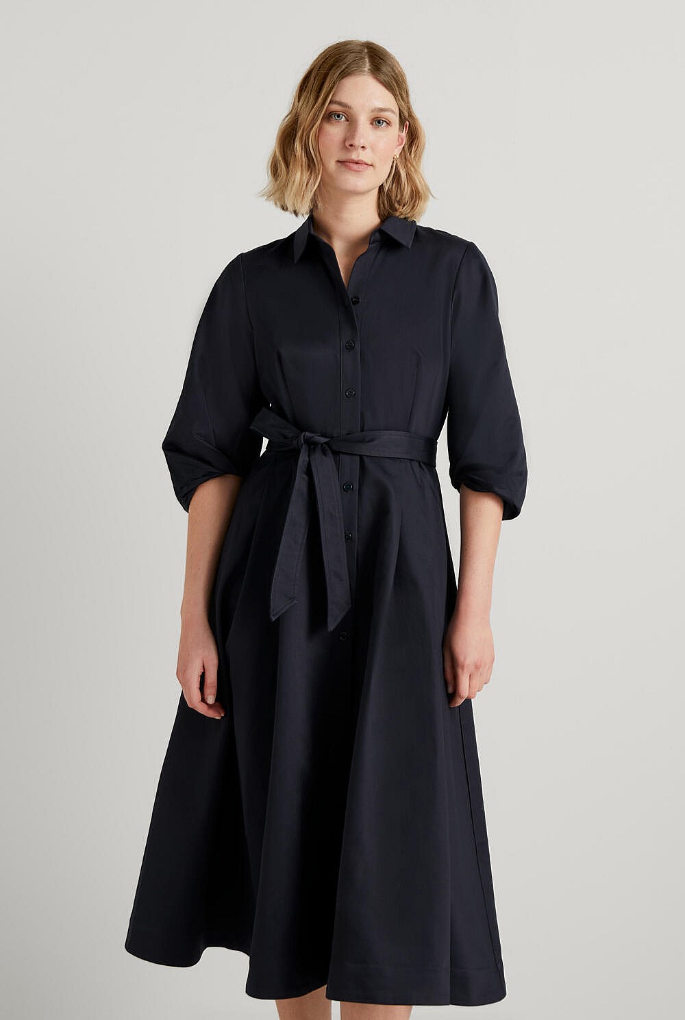 Cotton Linen Balloon Sleeve Dress