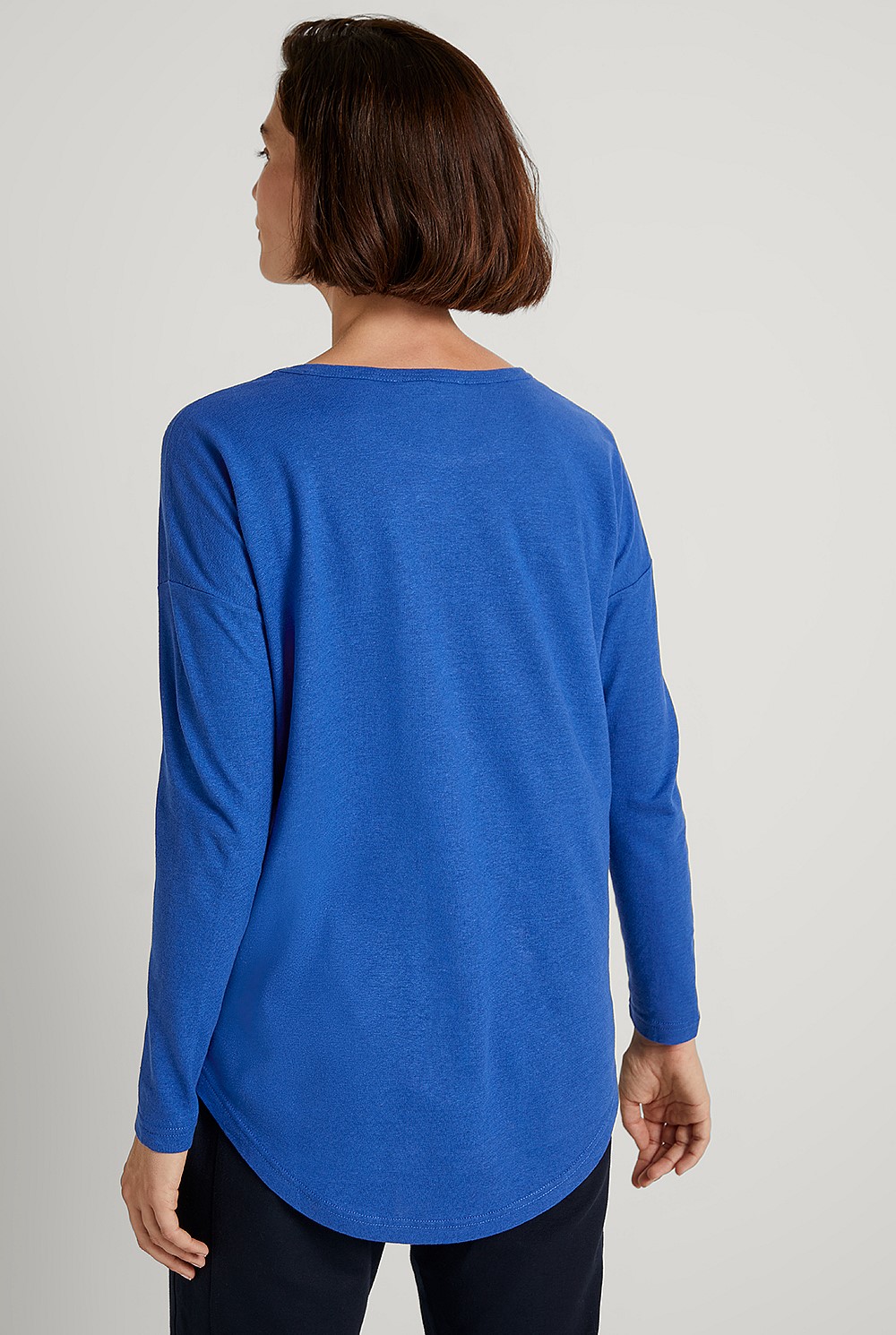 Linen Cotton Relaxed Long Sleeve T-shirt
