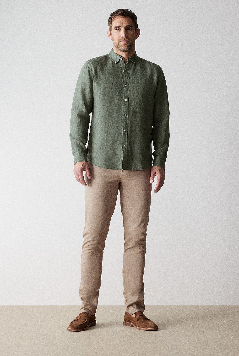 Tailored Fit Delave Linen Long Sleeve Shirt