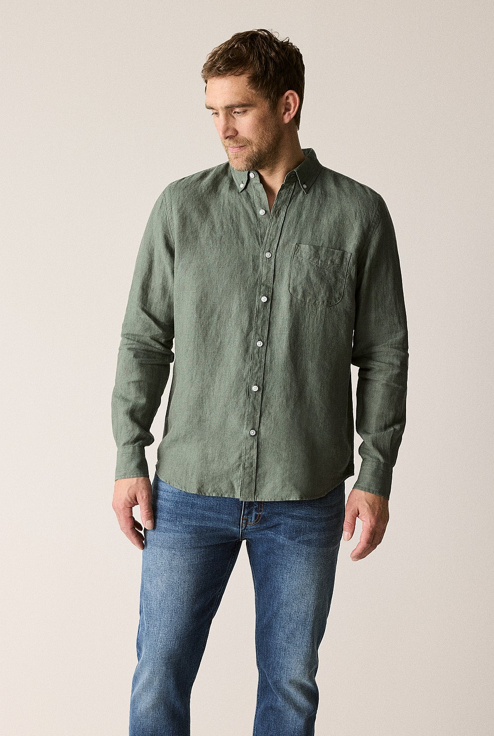 Regular Fit Delave Linen Long Sleeve Shirt