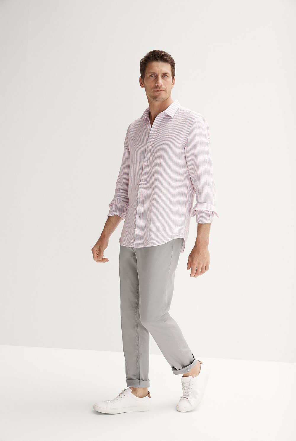 Tailored Fit Linen Yarn Dyed Bengal Stripe Shirt