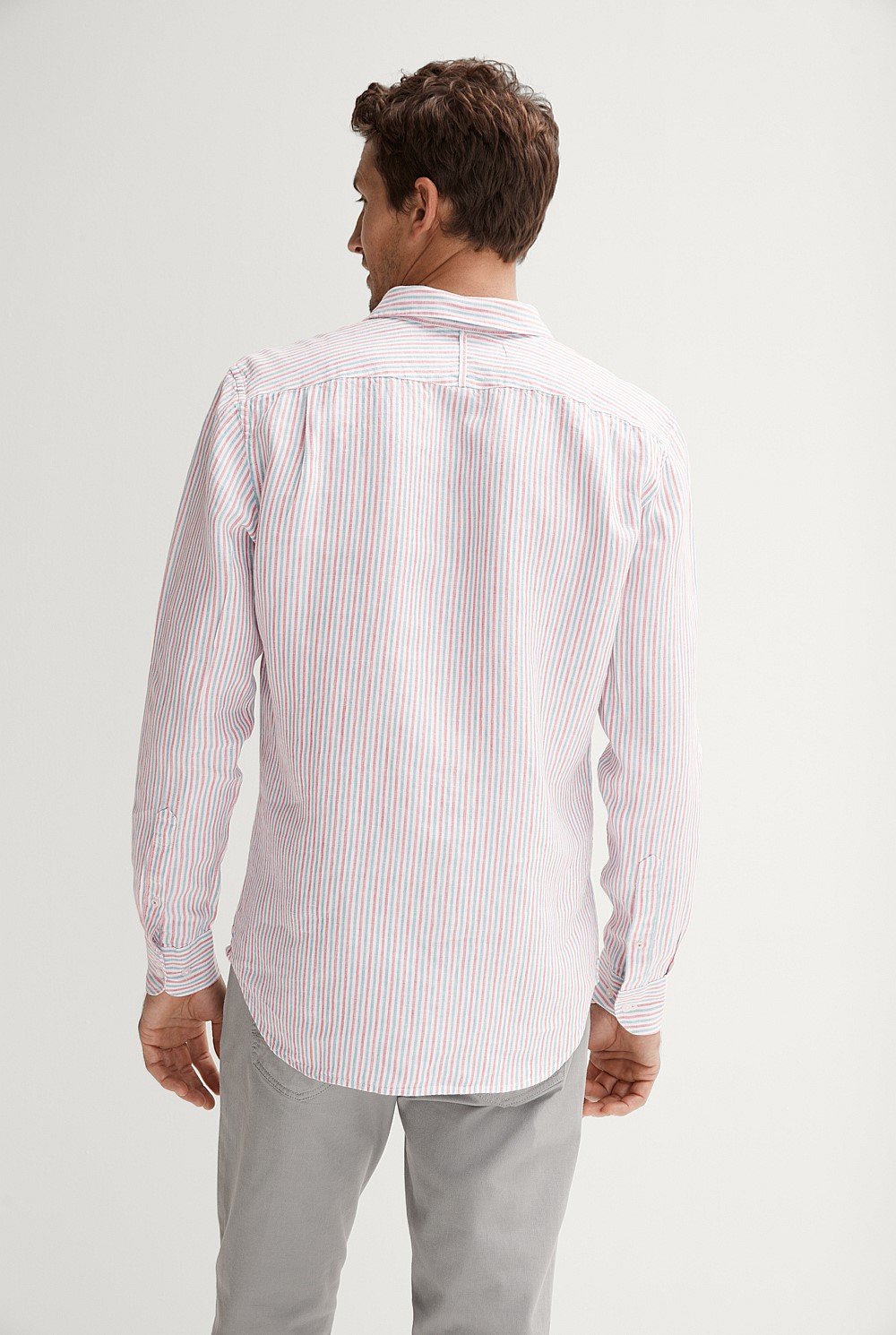 Tailored Fit Linen Yarn Dyed Bengal Stripe Shirt